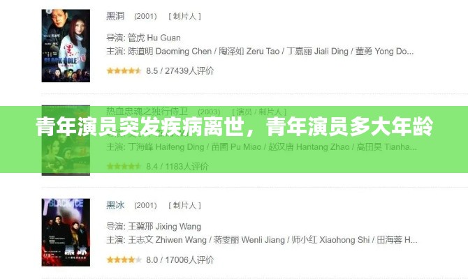 青年演员突发疾病离世，青年演员多大年龄 