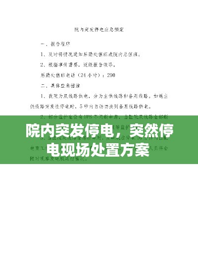 院内突发停电,突然停电现场处置方案