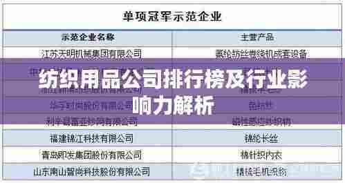 纺织用品公司排行榜及行业影响力解析