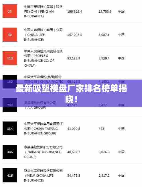 最新吸塑模盘厂家排名榜单揭晓！