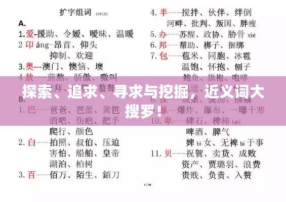 探索、追求、寻求与挖掘,近义词大搜罗!