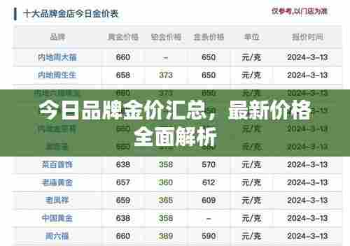今日品牌金价汇总,最新价格全面解析